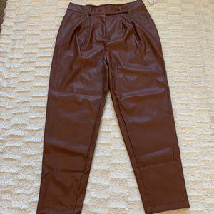 High Rise Faux Leather Pants